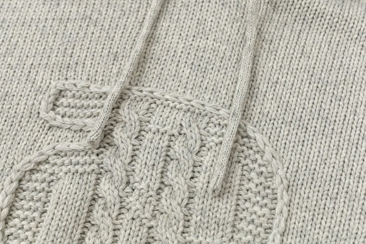 Appliqué Hoodie Pullover In Gray Beige