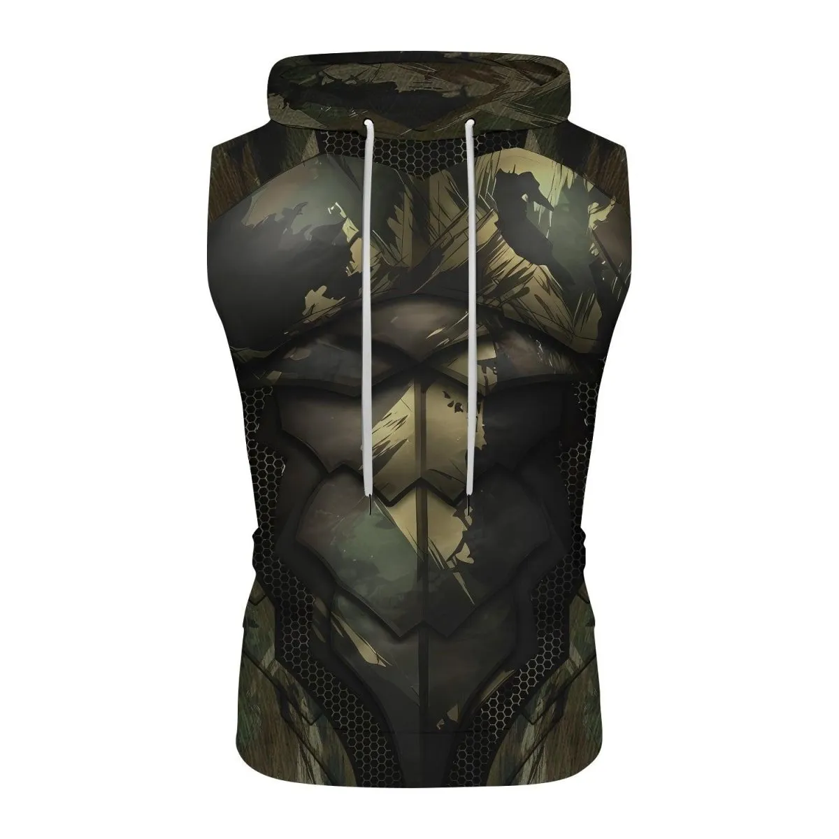 Army Camo Shell Fight Sleeveless Pullover & Zip Hoodie