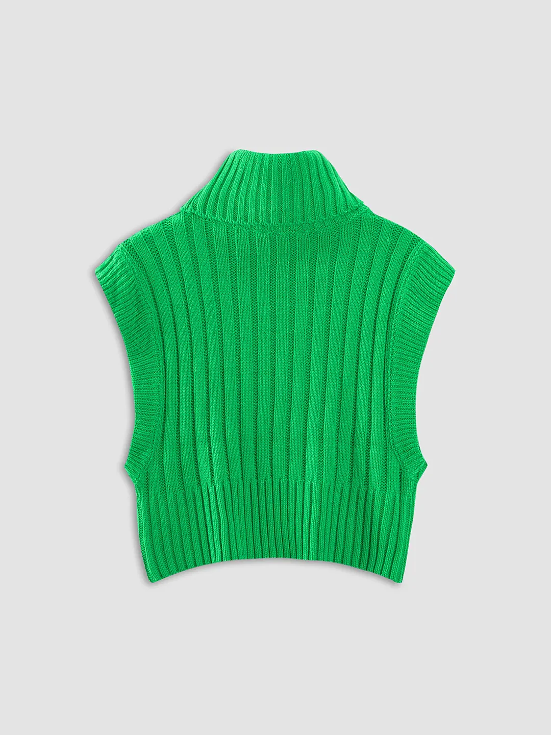 AVA CABLE KNIT TURTLENECK VEST GREEEN