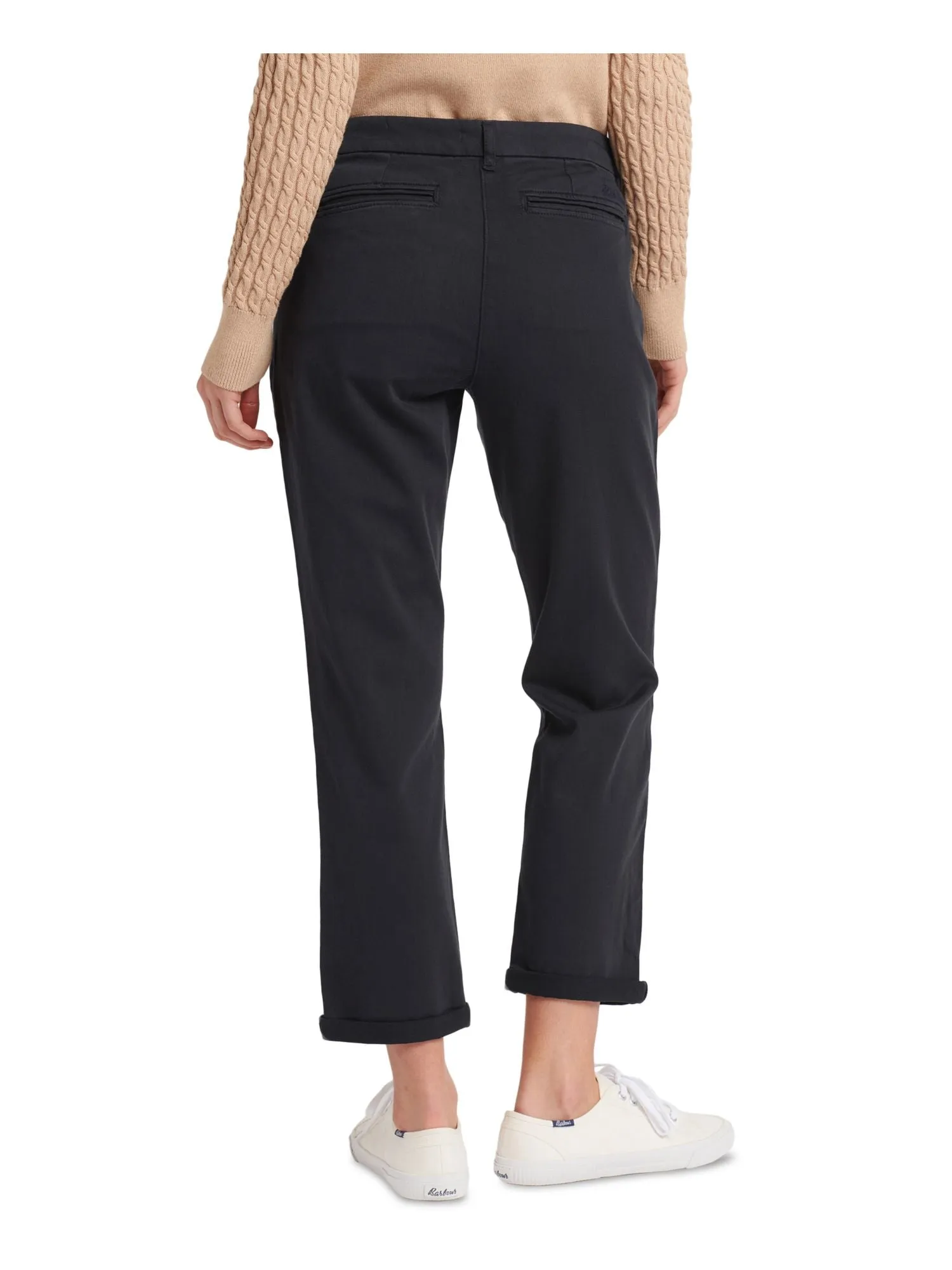 BARBOUR Womens Navy Stretch Zippered Pocketed Mid Rise Chino Wear To Work Cropped Pants