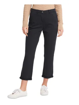 BARBOUR Womens Navy Stretch Zippered Pocketed Mid Rise Chino Wear To Work Cropped Pants
