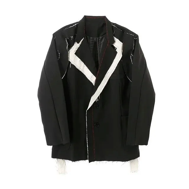 Black Rough Edge Contrast Blazer