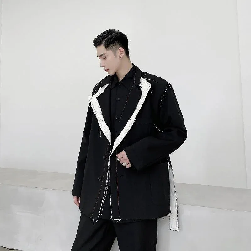 Black Rough Edge Contrast Blazer
