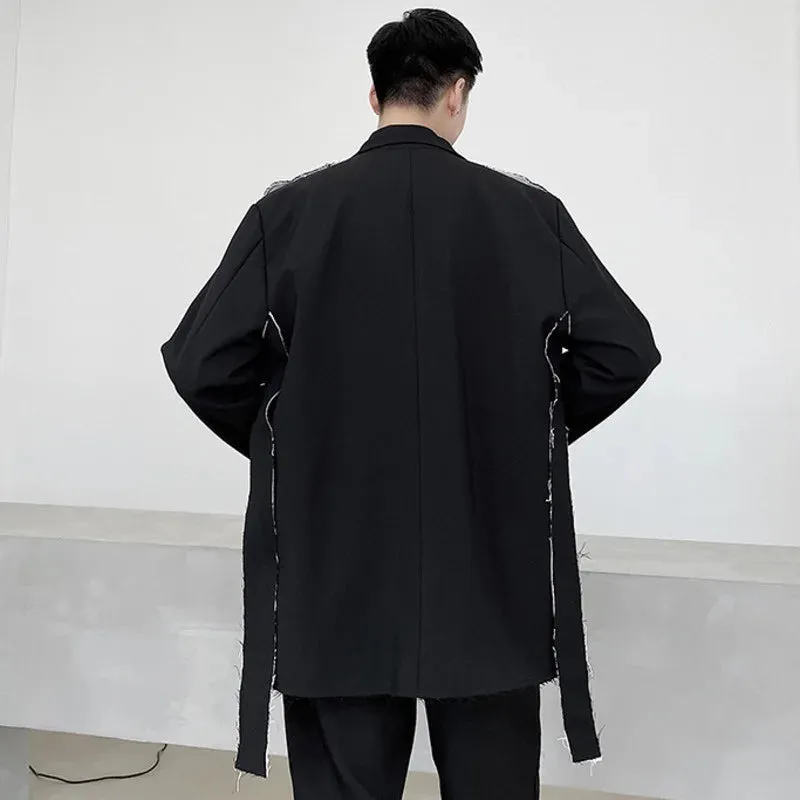 Black Rough Edge Contrast Blazer