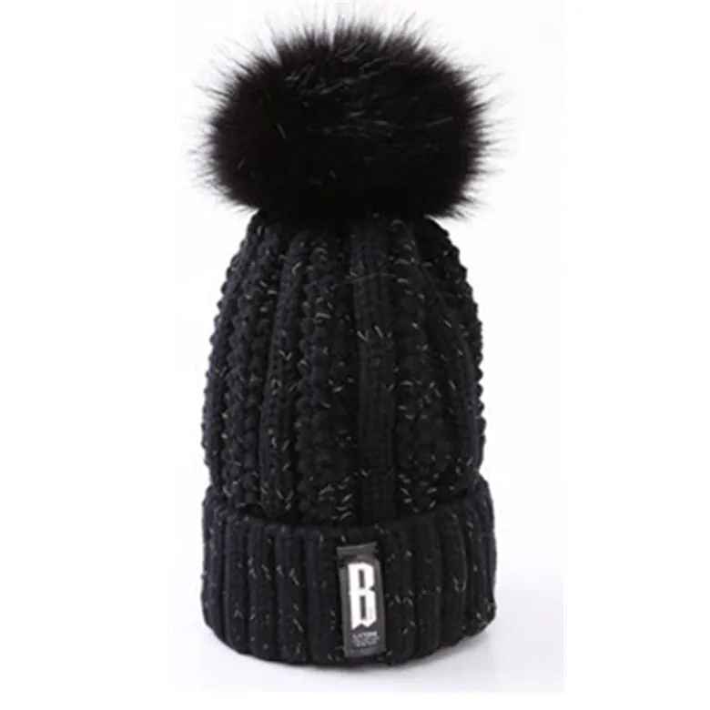 Brand Winter Knitted Beanies Hats Women Thick Warm Beanie Skullies Hat Female knit Letter Bonnet Beanie Caps Outdoor Riding Sets