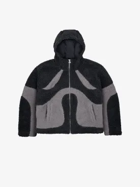 CONTRAST BALACLAVA FLEECE JACKET "BLACK/GREY"