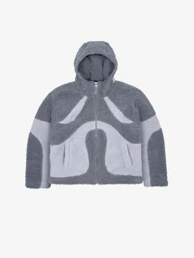 CONTRAST BALACLAVA FLEECE JACKET "GREY"