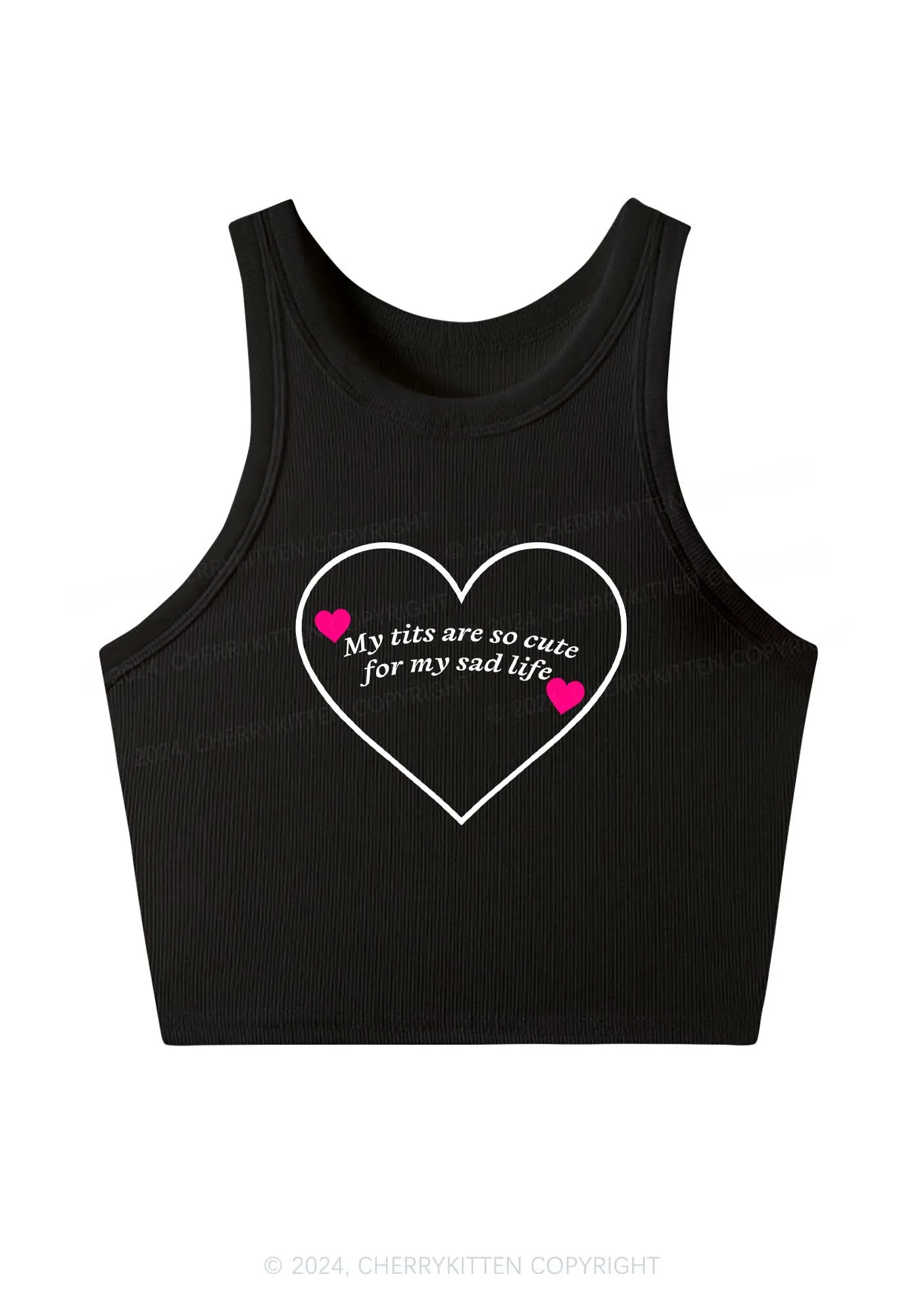 Cute Txts Sad Life Y2K Crop Tank Top Cherrykitten