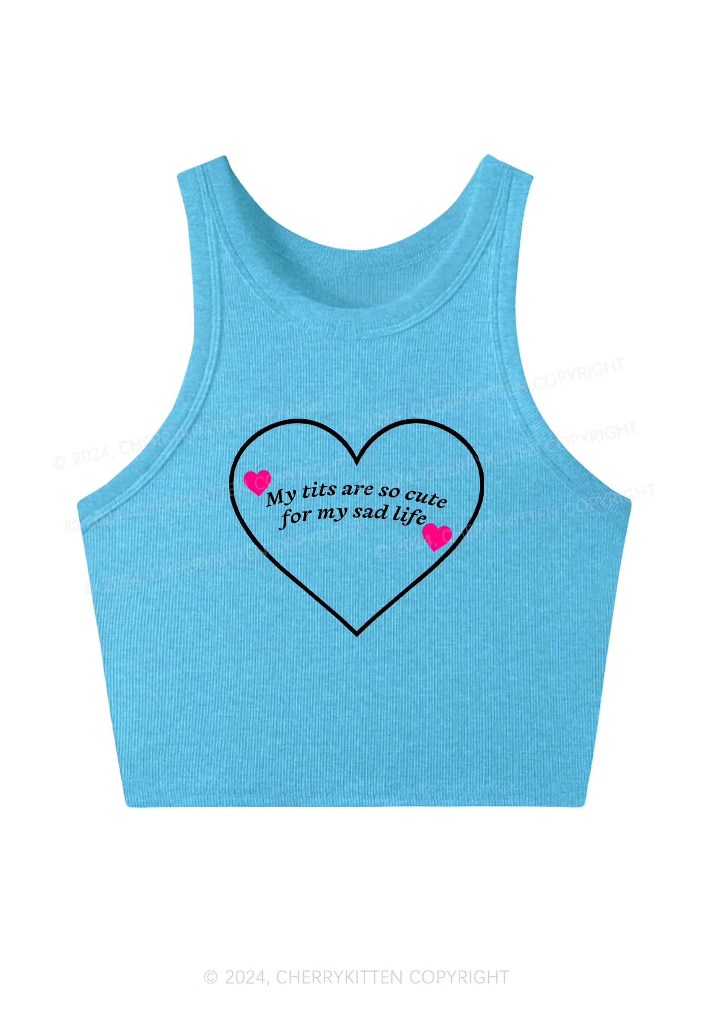 Cute Txts Sad Life Y2K Crop Tank Top Cherrykitten