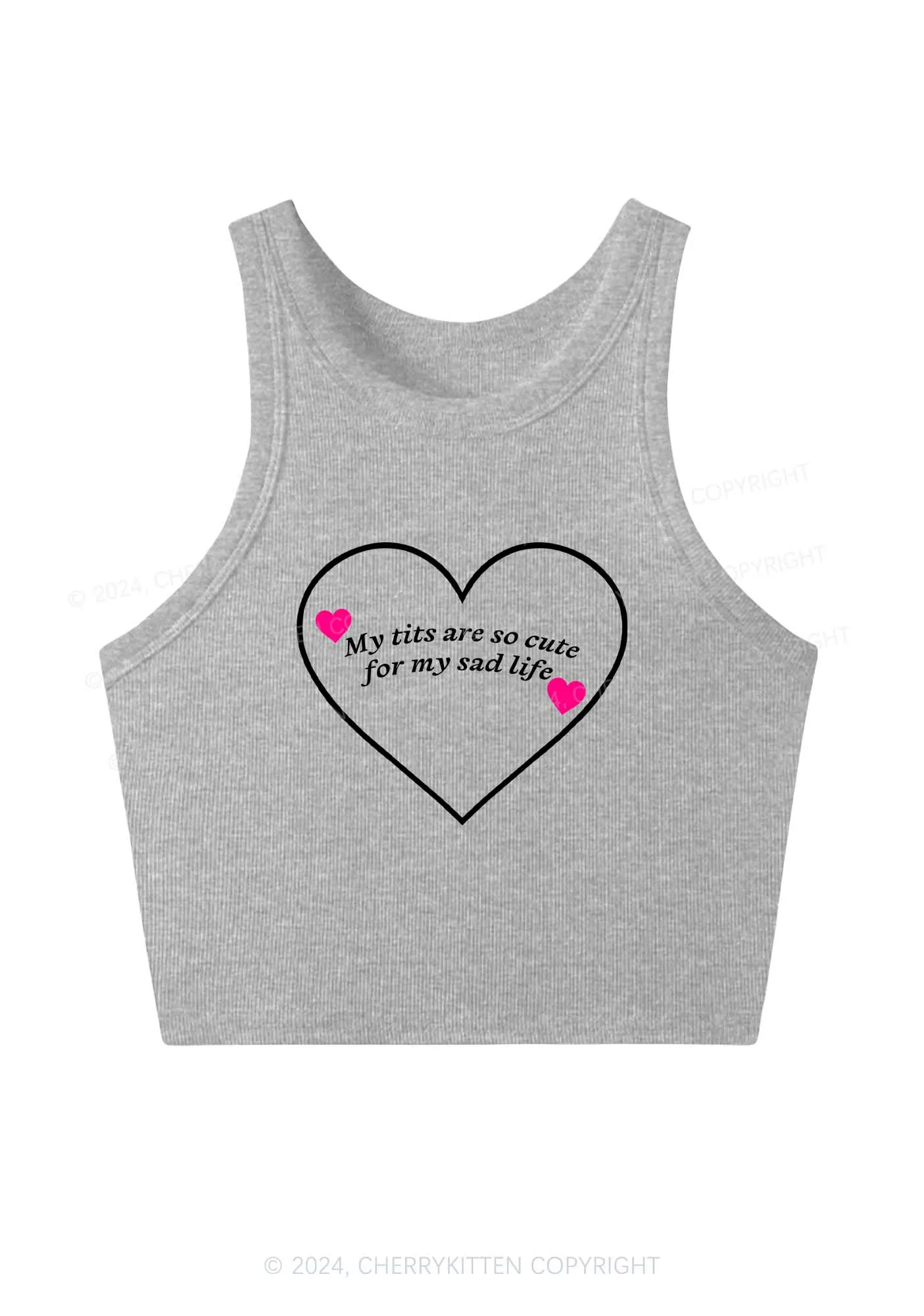 Cute Txts Sad Life Y2K Crop Tank Top Cherrykitten