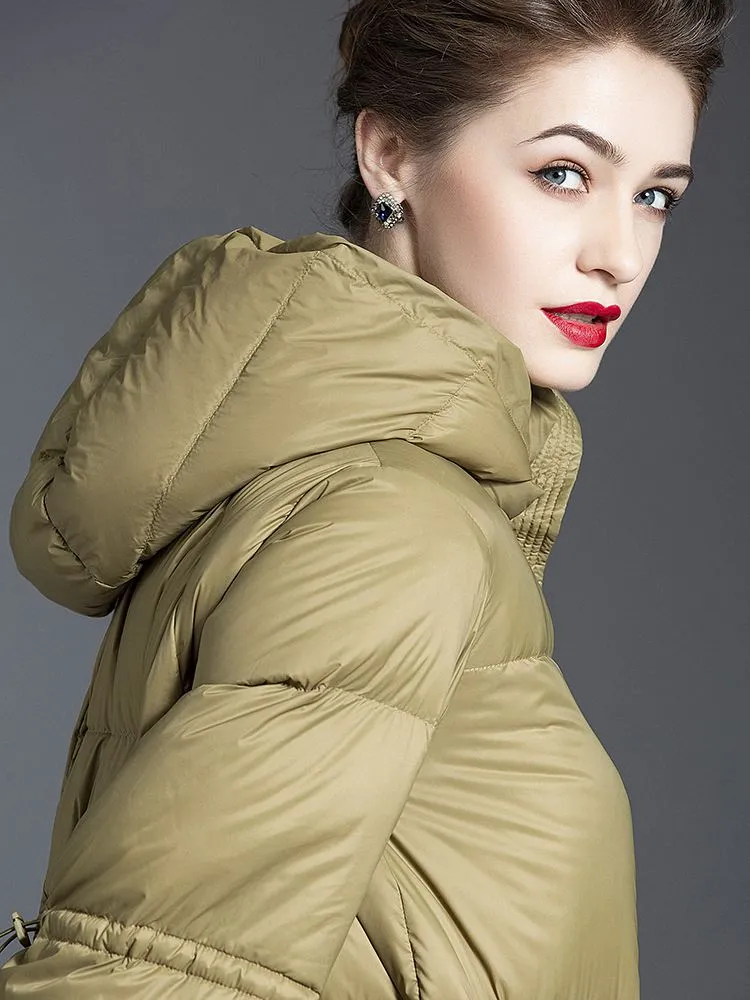 Detachable Hood Flared Down Puffer Coat