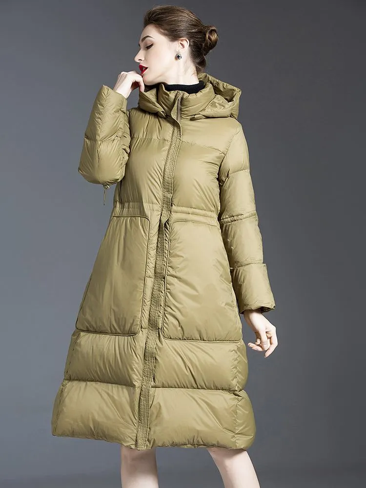 Detachable Hood Flared Down Puffer Coat