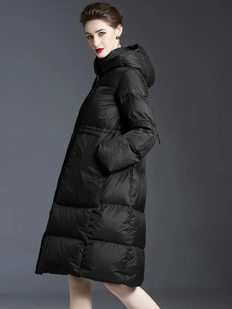 Detachable Hood Flared Down Puffer Coat