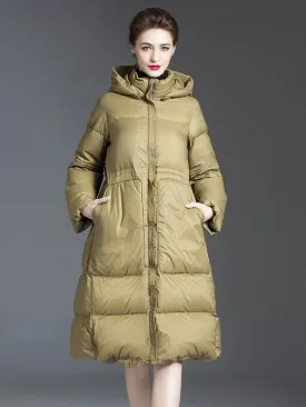 Detachable Hood Flared Down Puffer Coat