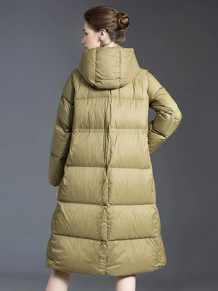 Detachable Hood Flared Down Puffer Coat