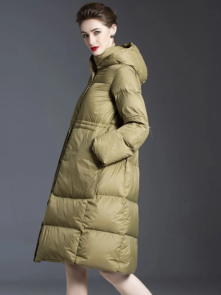 Detachable Hood Flared Down Puffer Coat