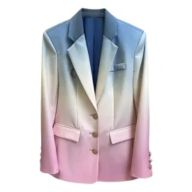 Elegant long-sleeved multicolored Blazer with Moon embroidery