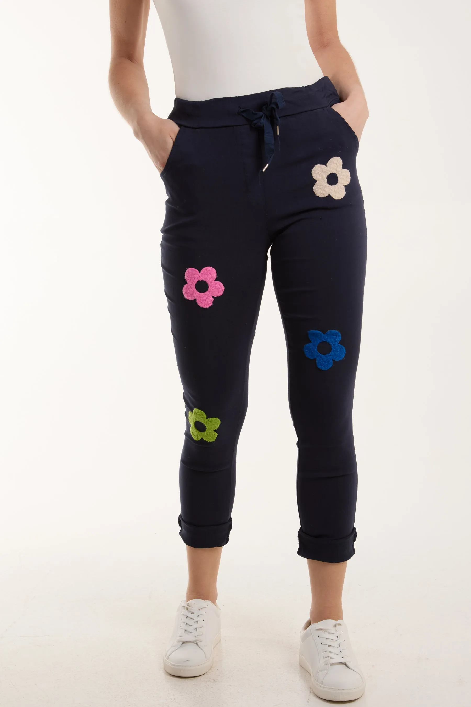 Floral Magic Drawstring Crushed Trousers