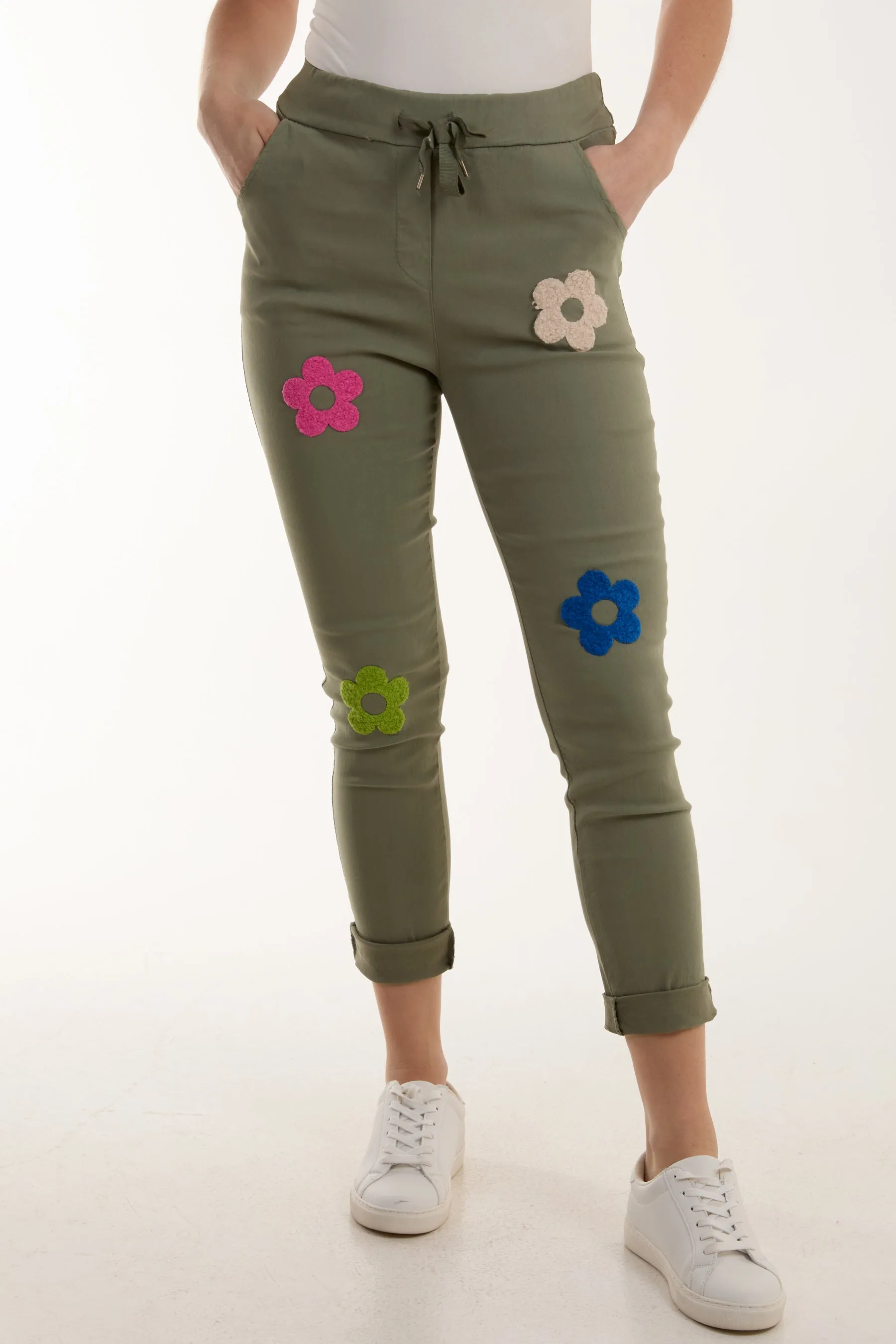 Floral Magic Drawstring Crushed Trousers