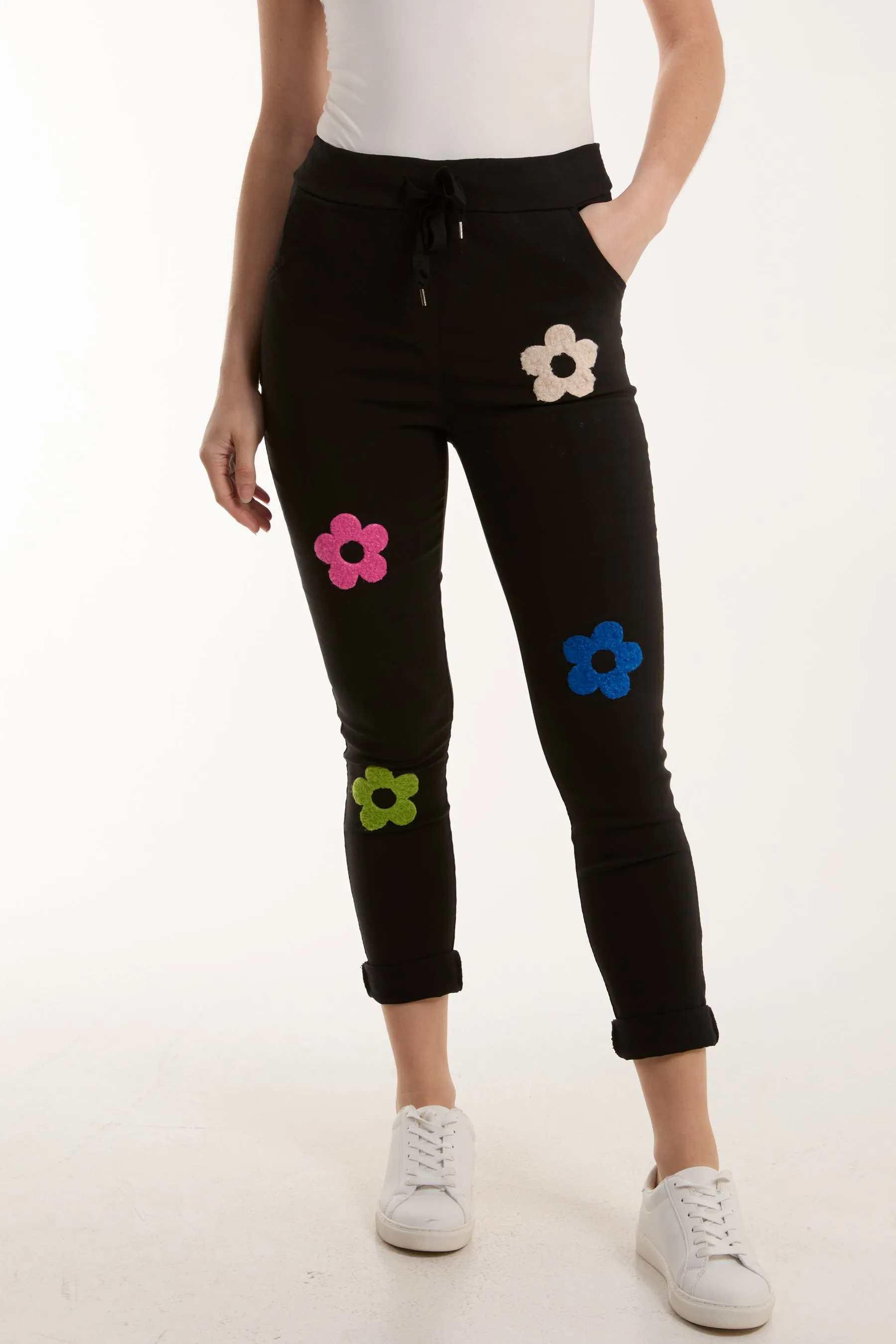 Floral Magic Drawstring Crushed Trousers