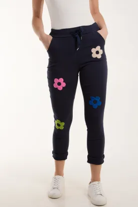 Floral Magic Drawstring Crushed Trousers