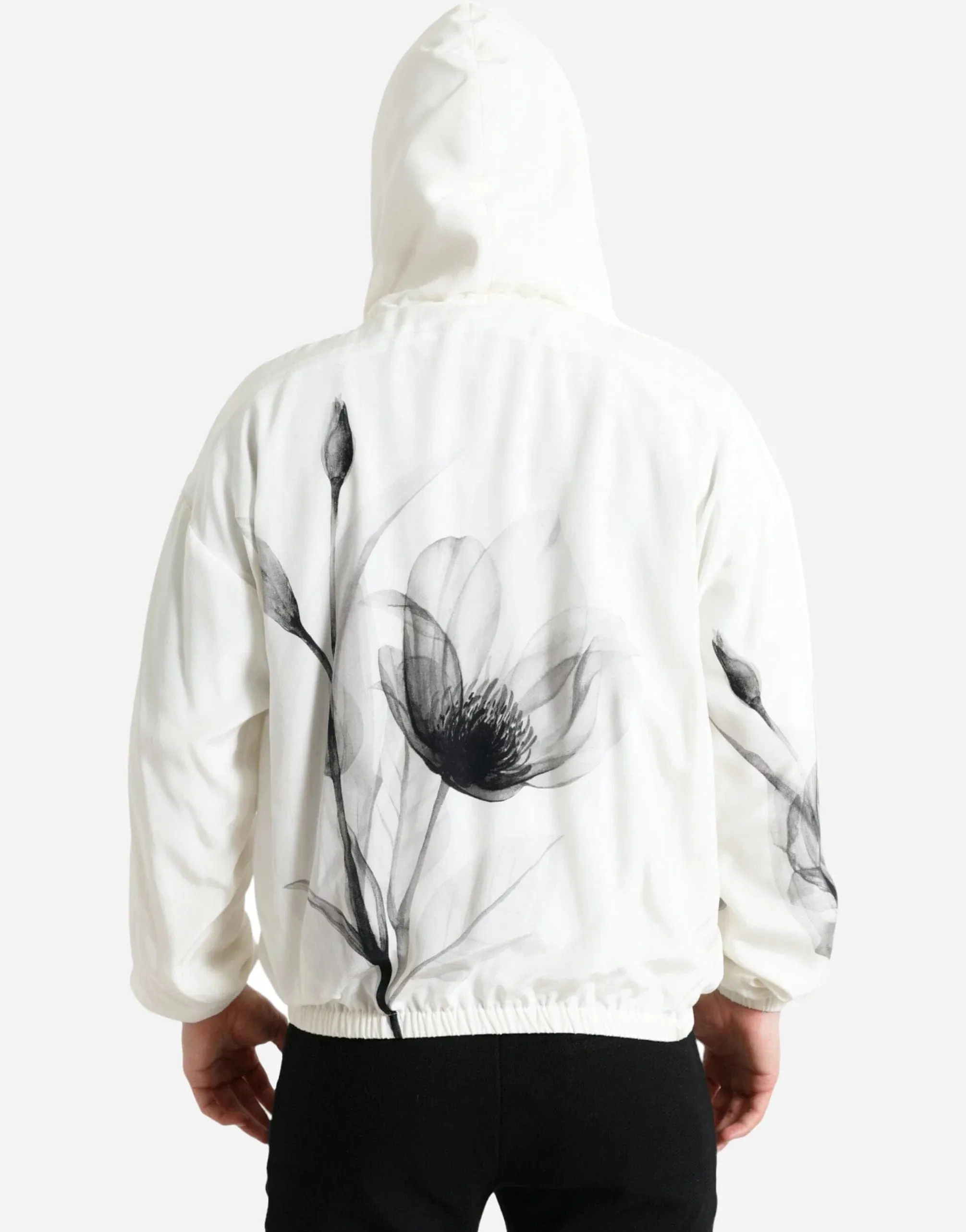Floral Print Silk Hoodie
