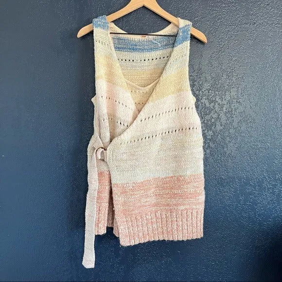 Free People Southwest Crochet Sweater Vest Cardigan and Crop Top