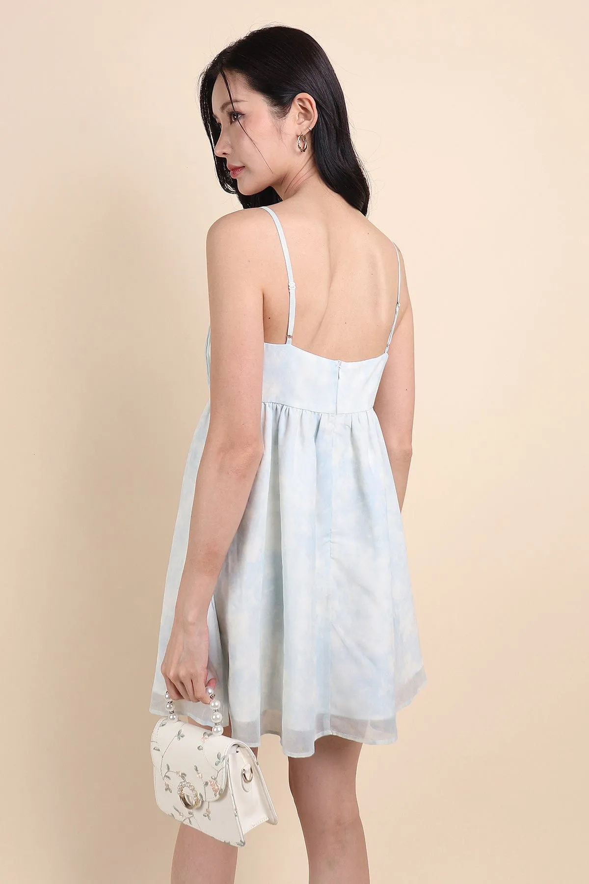 FRENCH DYE BABYDOLL DRESS IN BLUE