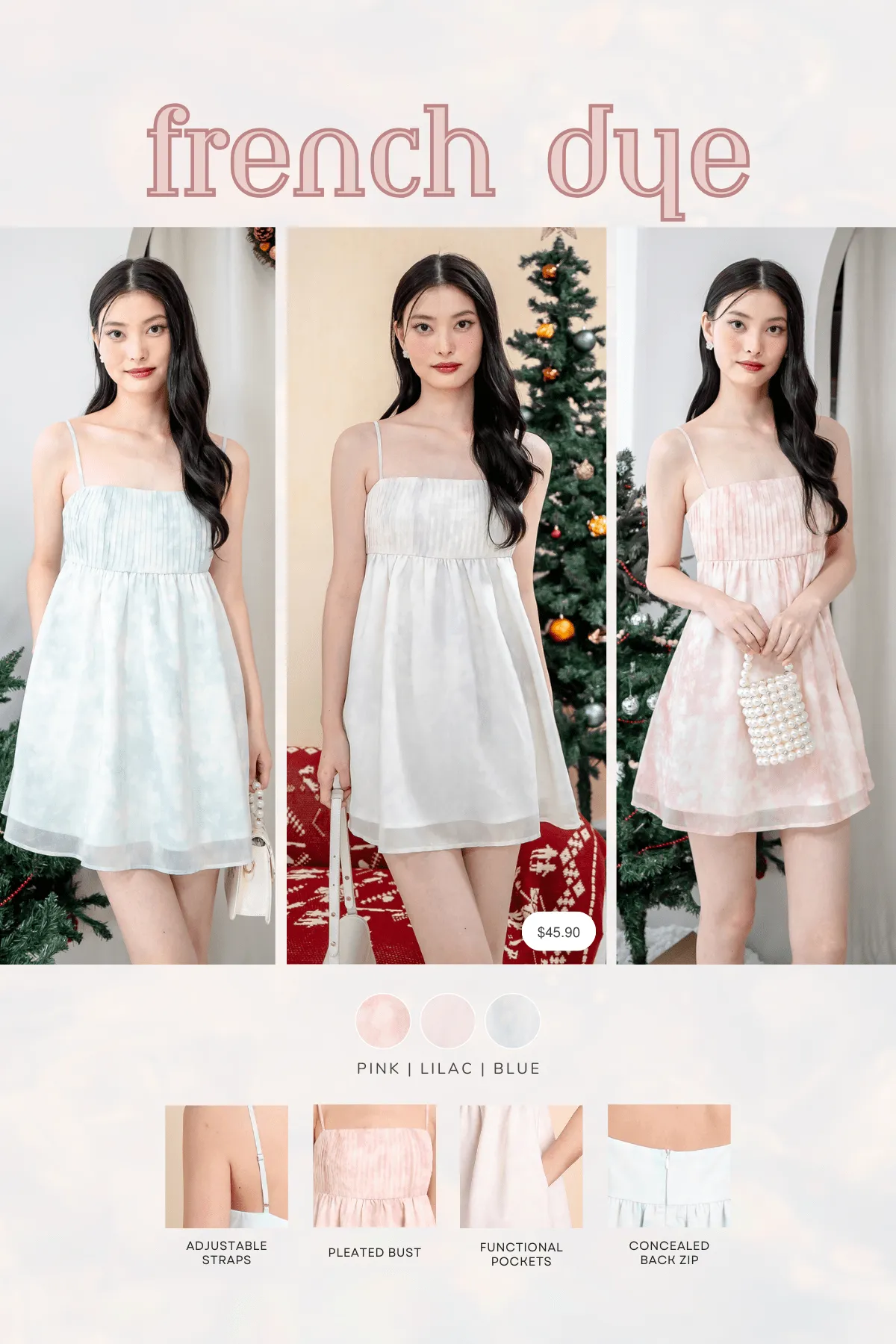 FRENCH DYE BABYDOLL DRESS IN BLUE