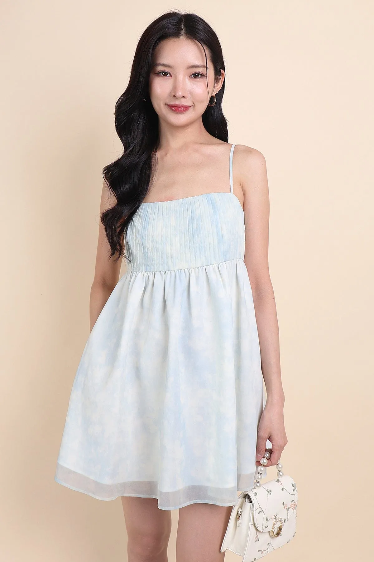 FRENCH DYE BABYDOLL DRESS IN BLUE