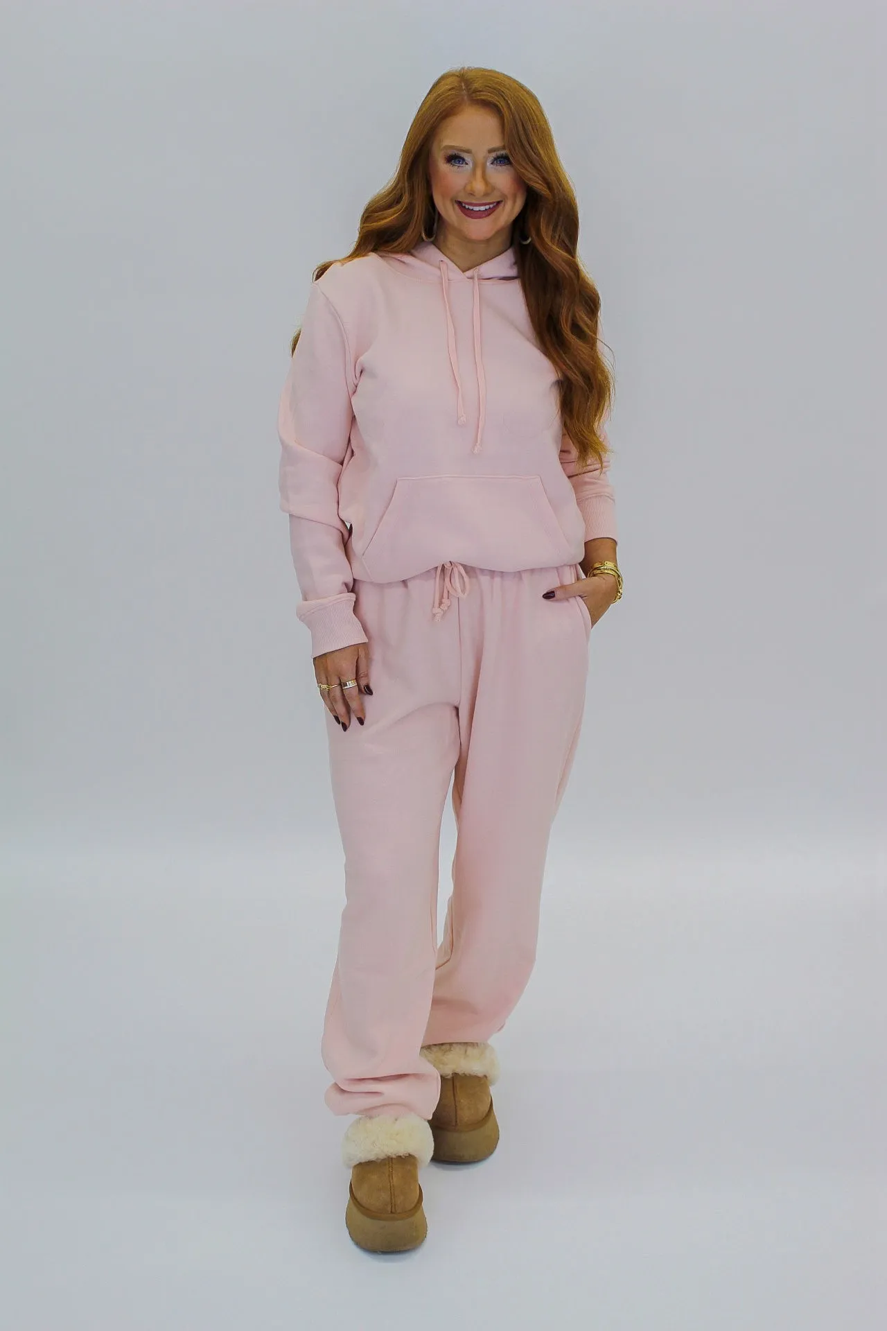 Girls Girl Sweat Set Pullover- Pink