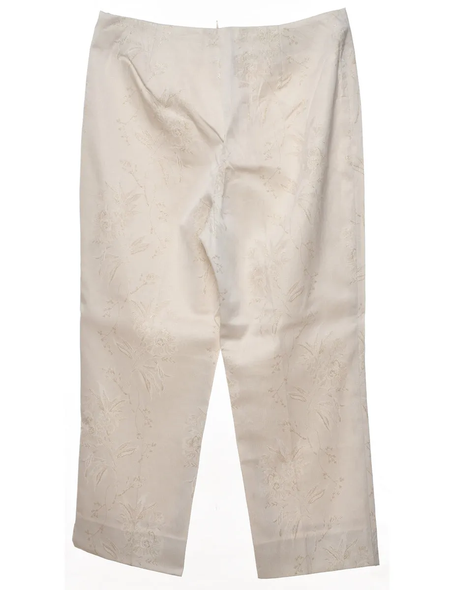Gold & Off-White Sparkly Patterned Trousers - W32 L26