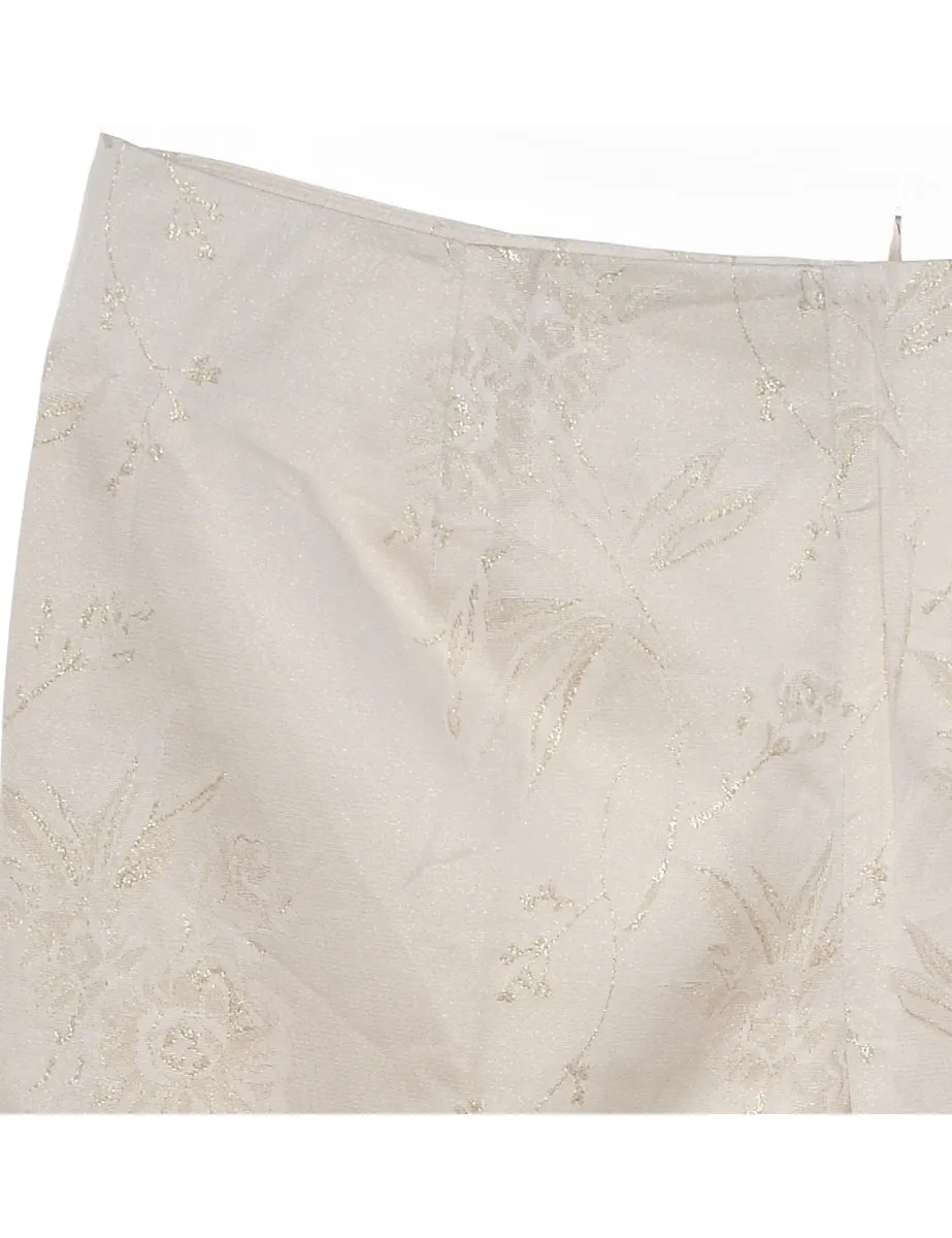 Gold & Off-White Sparkly Patterned Trousers - W32 L26