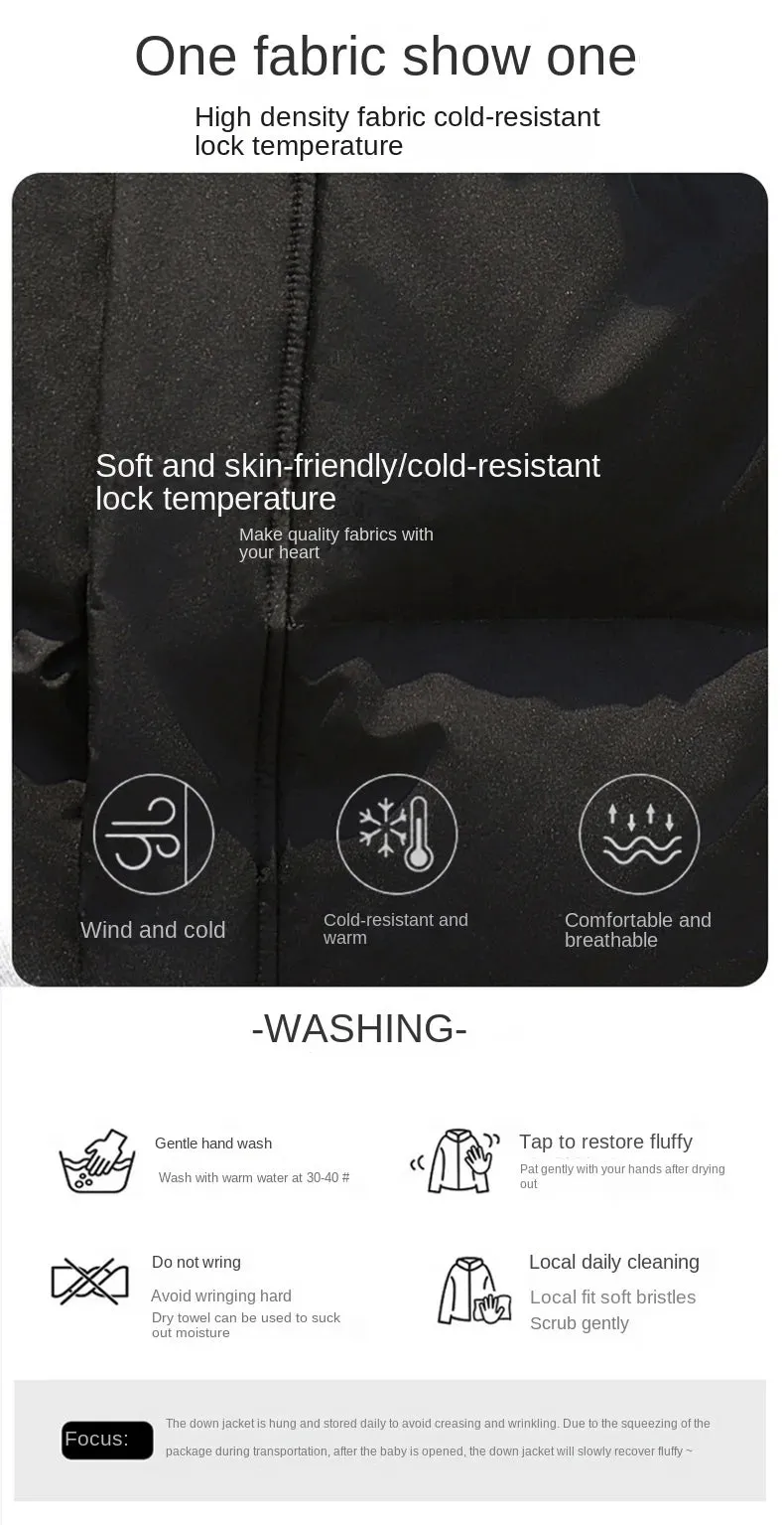Goose Feather Down Jacket Unisex  Lightweight Warm Long  Winter Luxury Removable Hood