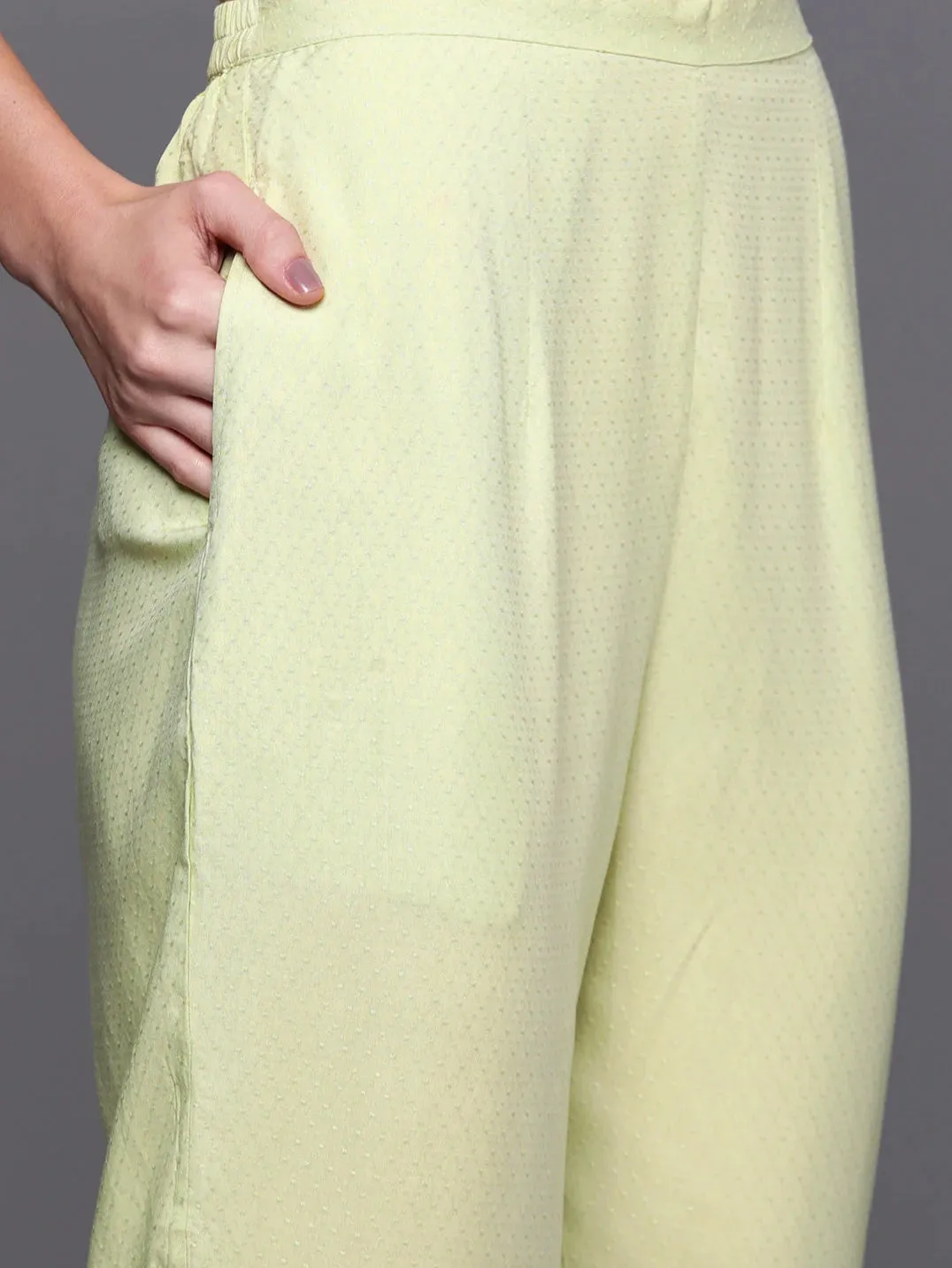 Green Embroidered Mirror Work Kurta Set