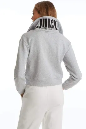 High Collar Half Zip top in Grey