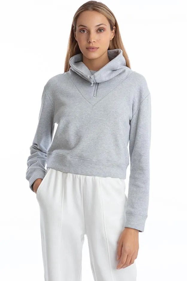 High Collar Half Zip top in Grey