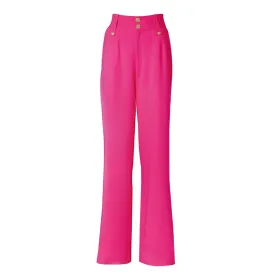 High Waisted Straight Linen Trouser