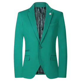 Hunter Green Men's Blazer Jacket Stretch Fabric Notch Lapel Slim-Fit Style-S1601