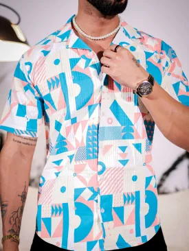 Jeans Blue Multicolor Half Sleeve Imported Premium Shirt for Men's