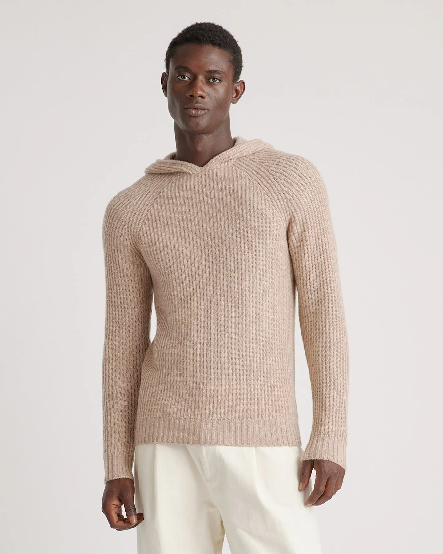 Lightweight Mongolian Cashmere Fisherman Pullover Hoodie