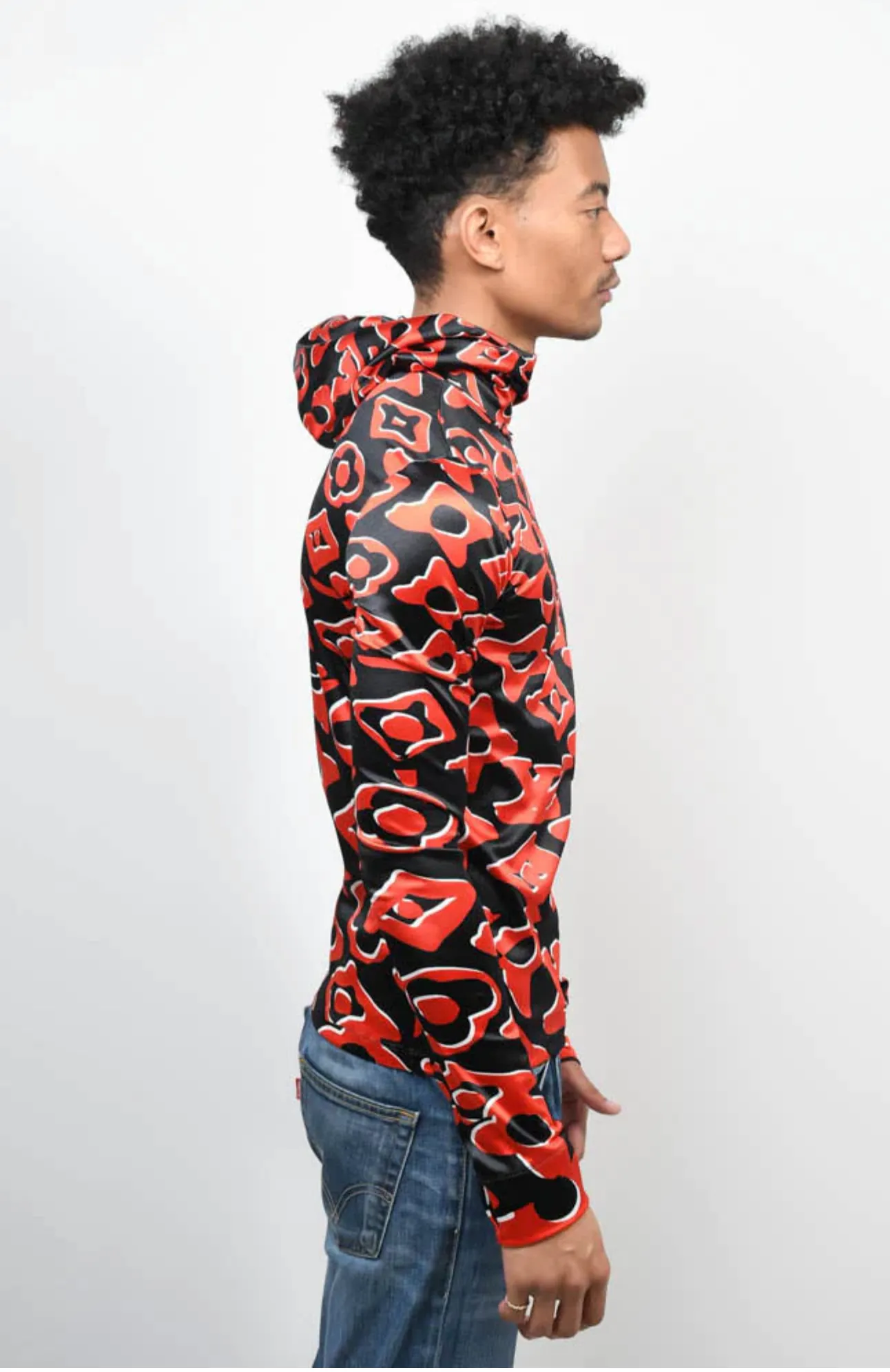 LOUIS VUITTON X URS FISCHER BLACK/RED HOODED TOP