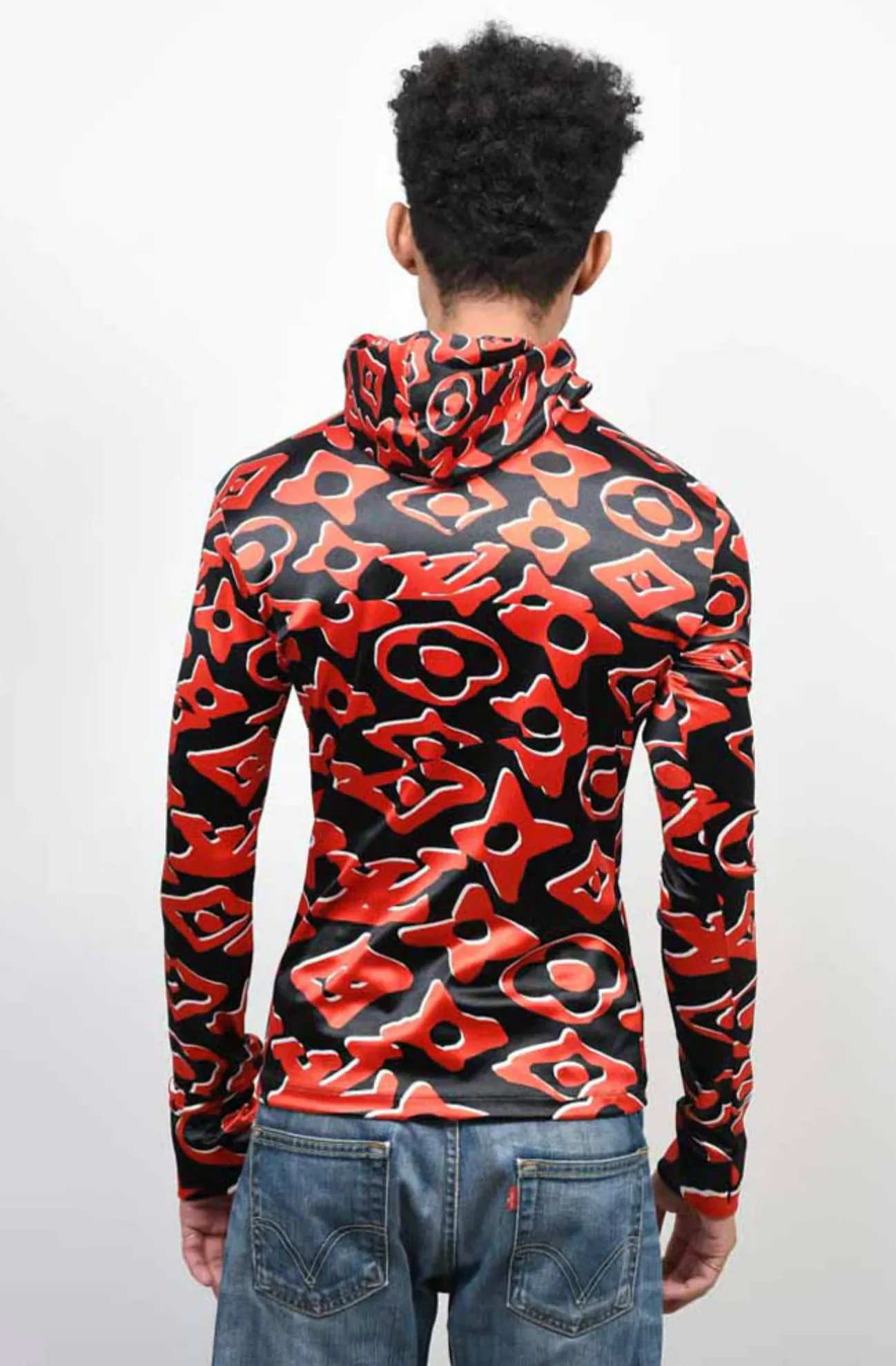 LOUIS VUITTON X URS FISCHER BLACK/RED HOODED TOP