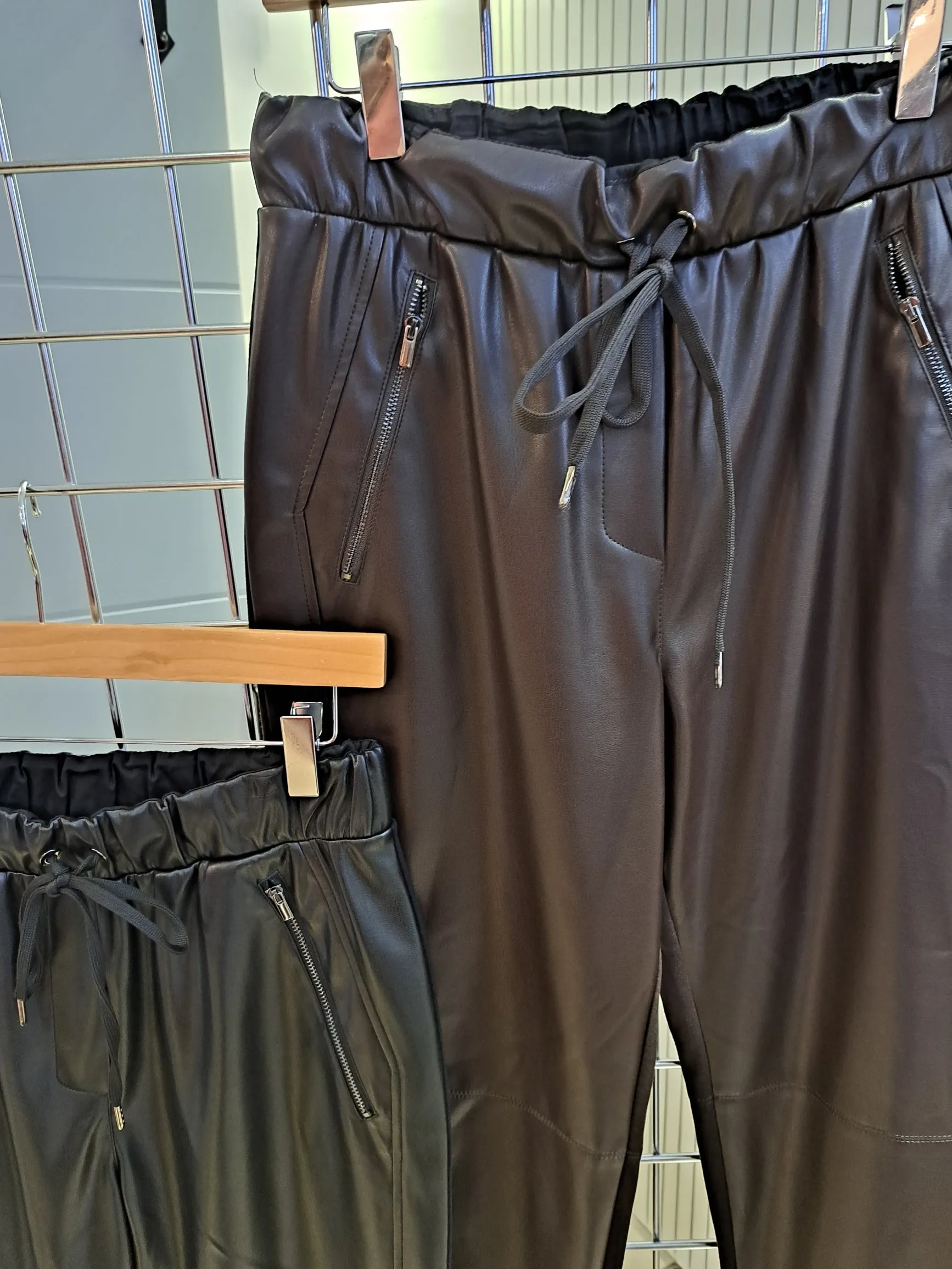 Naya brown half pleather pants. black and brown