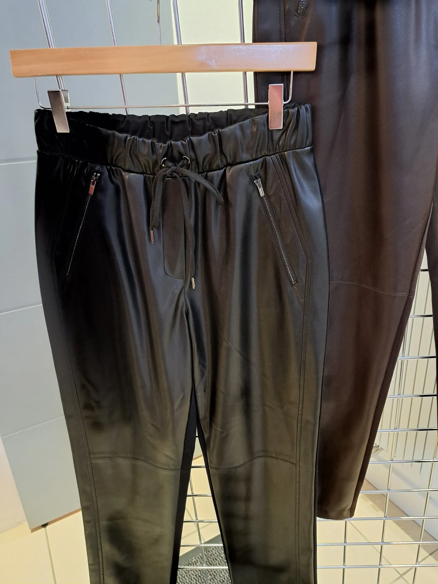 Naya brown half pleather pants. black and brown