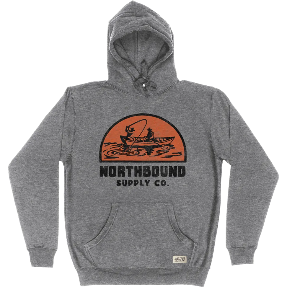 Northbound Supply Co. Mens Graphite Heather Fishing Pullover Hoodie