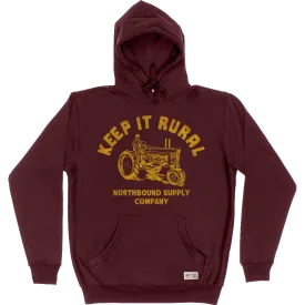 Northbound Supply Co. Mens Maroon Keep It Rural Pullover Hoodie