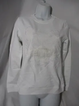 NWT NEW JUNGLE KENZO PARIS TIGER WHITE Embroidered Sweatshirt Top S w Flaw
