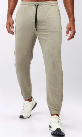 o202937 - Slip On Jogger Pants With Hem - Beige
