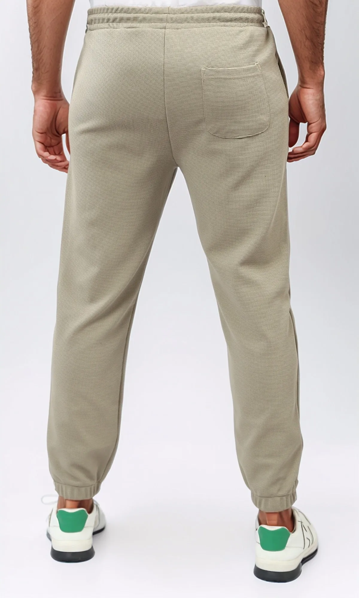o202937 - Slip On Jogger Pants With Hem - Beige
